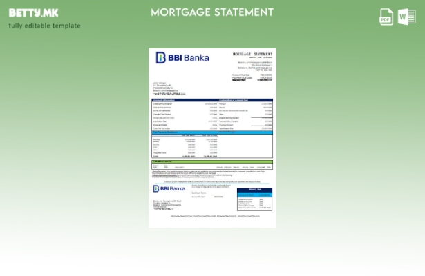 Модерен стил на Босна и Херцеговина Шаблон за извод за хипотека од банка на ББИ 